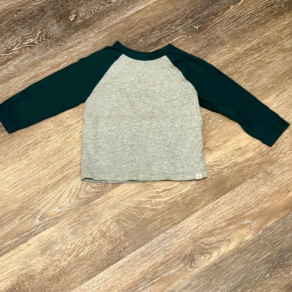 EUC GAP Kids Long Sleeve Raglan Tee - Gray and Dark Green